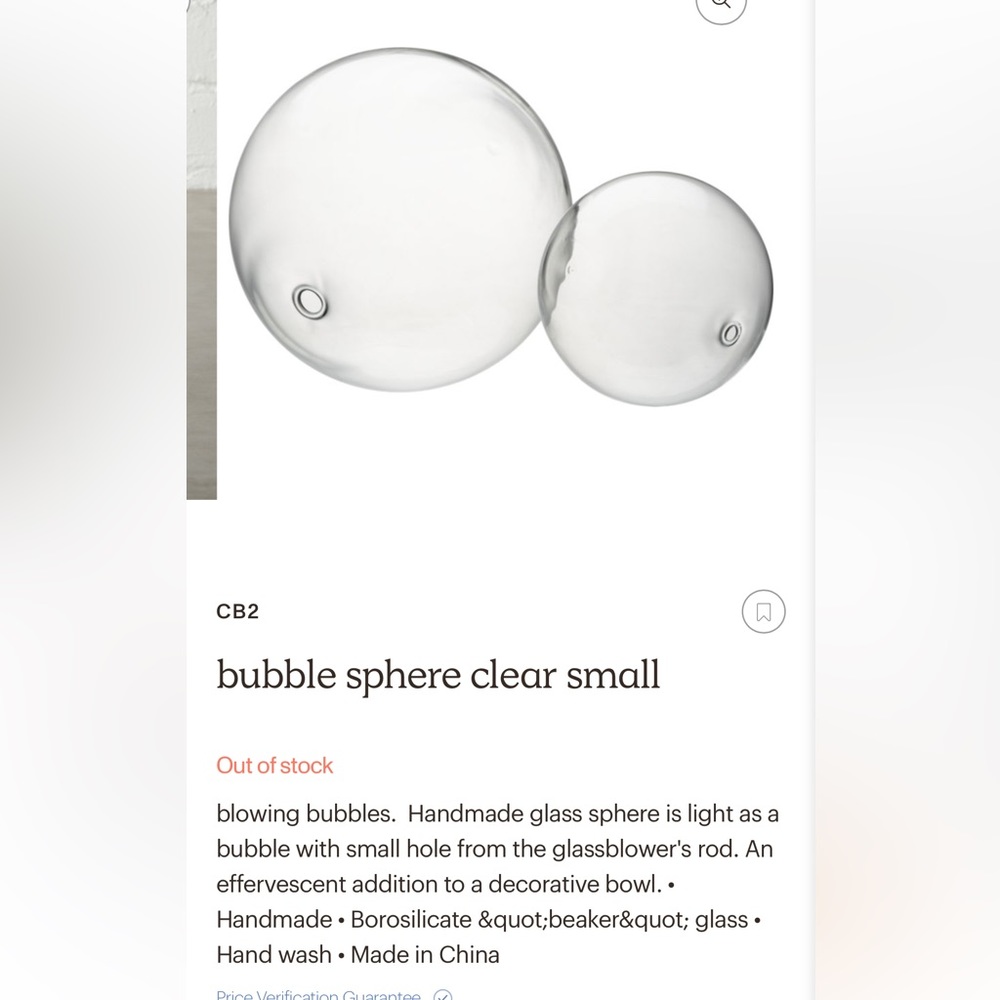 NIB 33 small 4” glass sphere bubbles from CB2